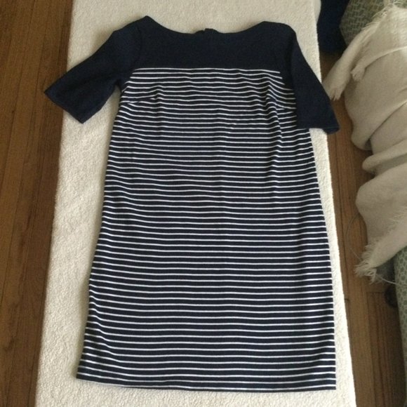 Gap Boatneck Mariner Dress Stripes Knit Navy White Shift - Sz Medium - Picture 5 of 15